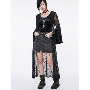 Madewell Women’s Black Denim A-Line Mini Skirt Distressed Raw Hem Emo Goth Sz 24